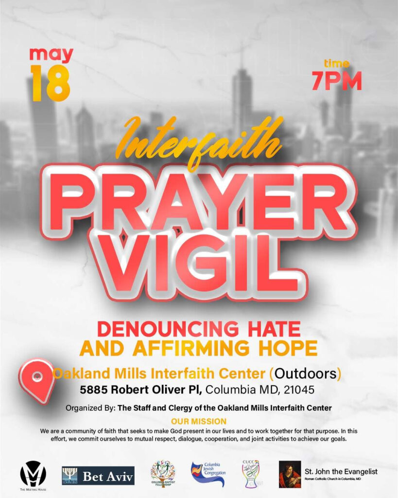 Advertisement for Interfaith Prayer Vigil