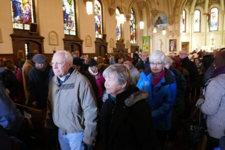 Gathering at St. Bernardine's