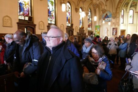 Gathering at St. Bernardine's