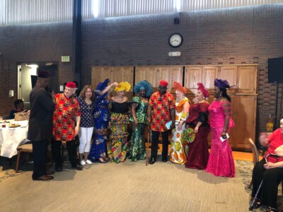 Festive Nigerian dress at Fr. Ferdinand's celebration